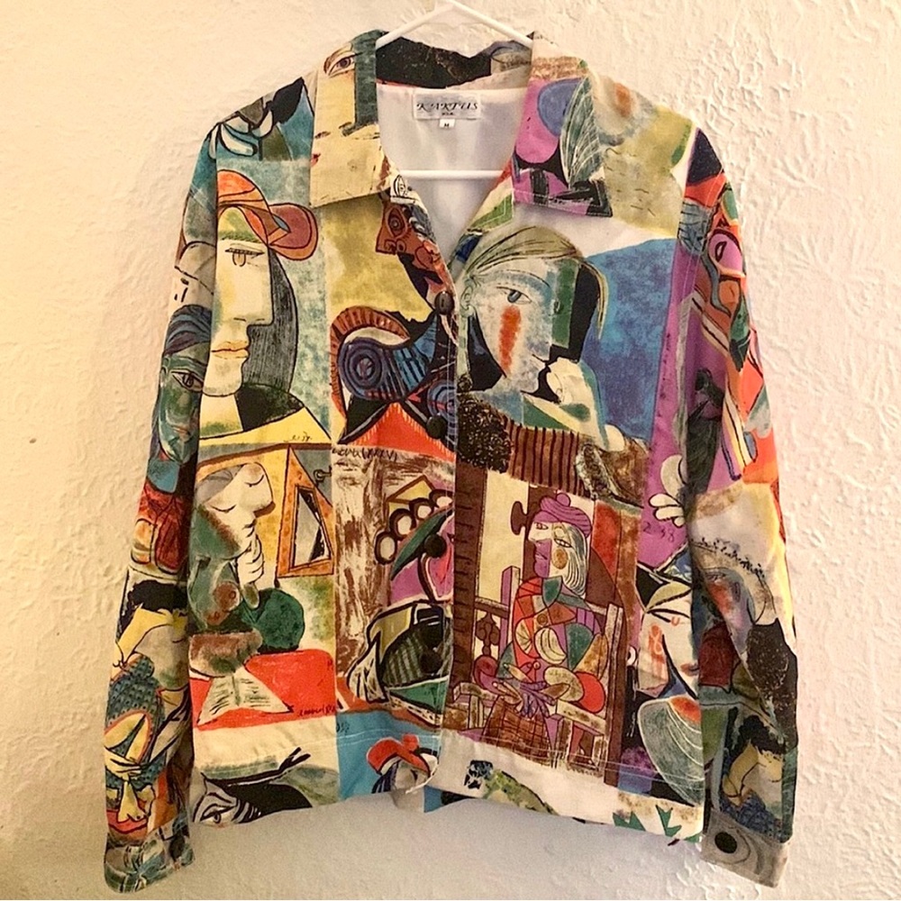 Vintage 80’s Picasso style linen blend shirt jacket